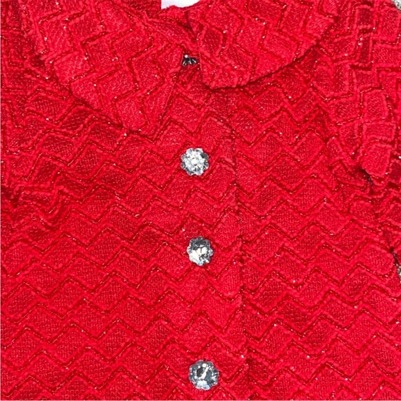 Sweetheart Rose Shimmery Red and White Matching Dress and Jacket Sz 12 Months - Picture 9 of 11